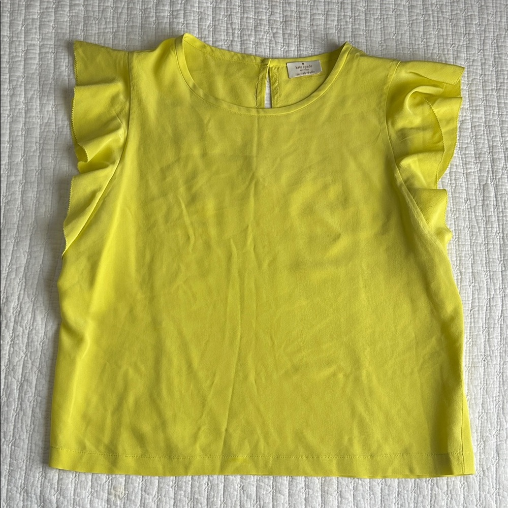 Kate Spade Yellow Ruffle Sleeve Top